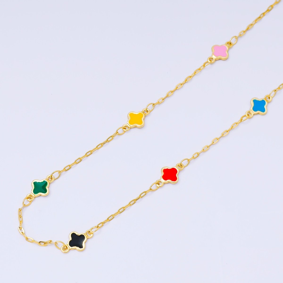 24K Gold Filled 1.5mm Enamel Lucky Clover Unfinished Satellite Chain by Yard | ROLL - 1675 - ROLL - 1678 - DLUXCA