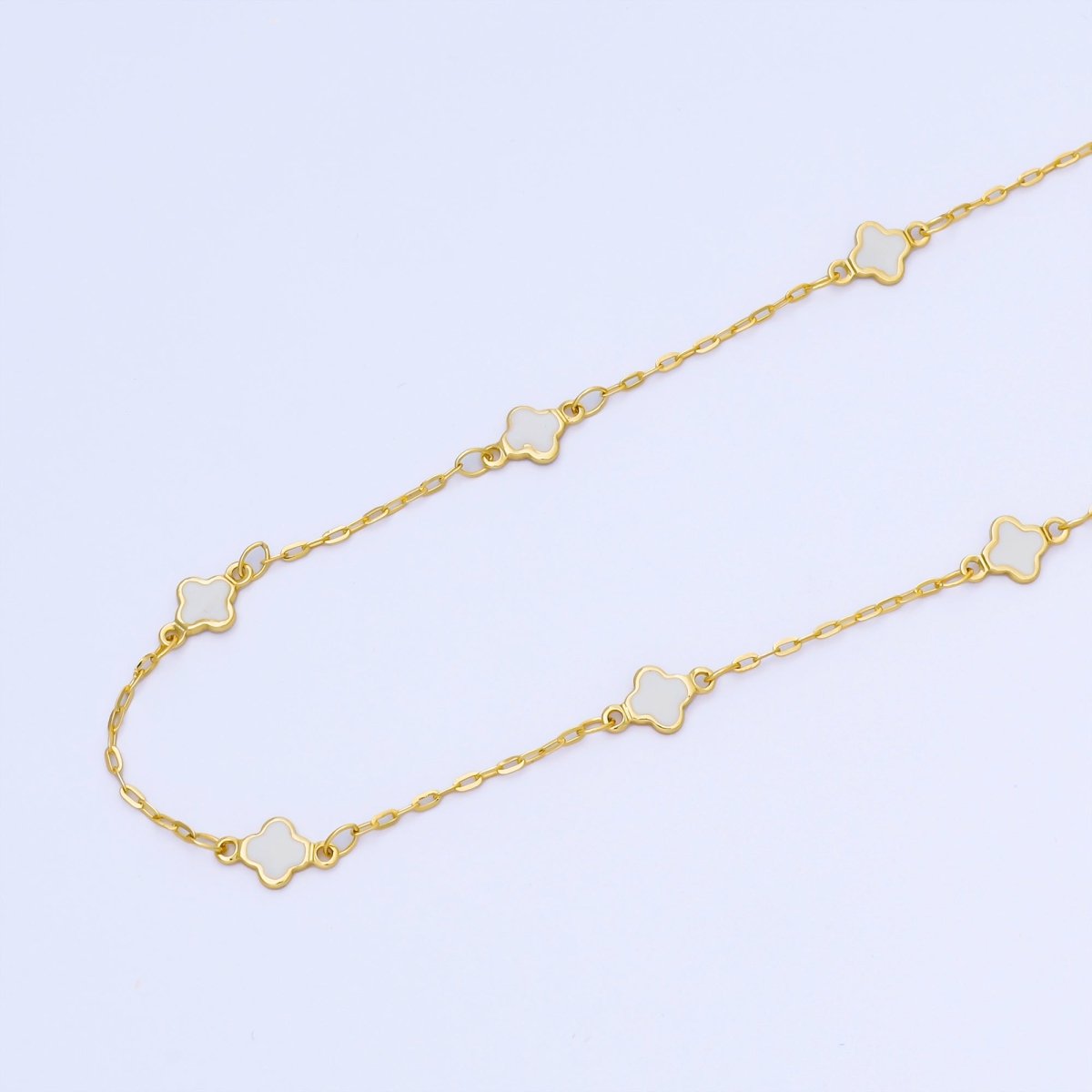 24K Gold Filled 1.5mm Enamel Lucky Clover Unfinished Satellite Chain by Yard | ROLL - 1675 - ROLL - 1678 - DLUXCA