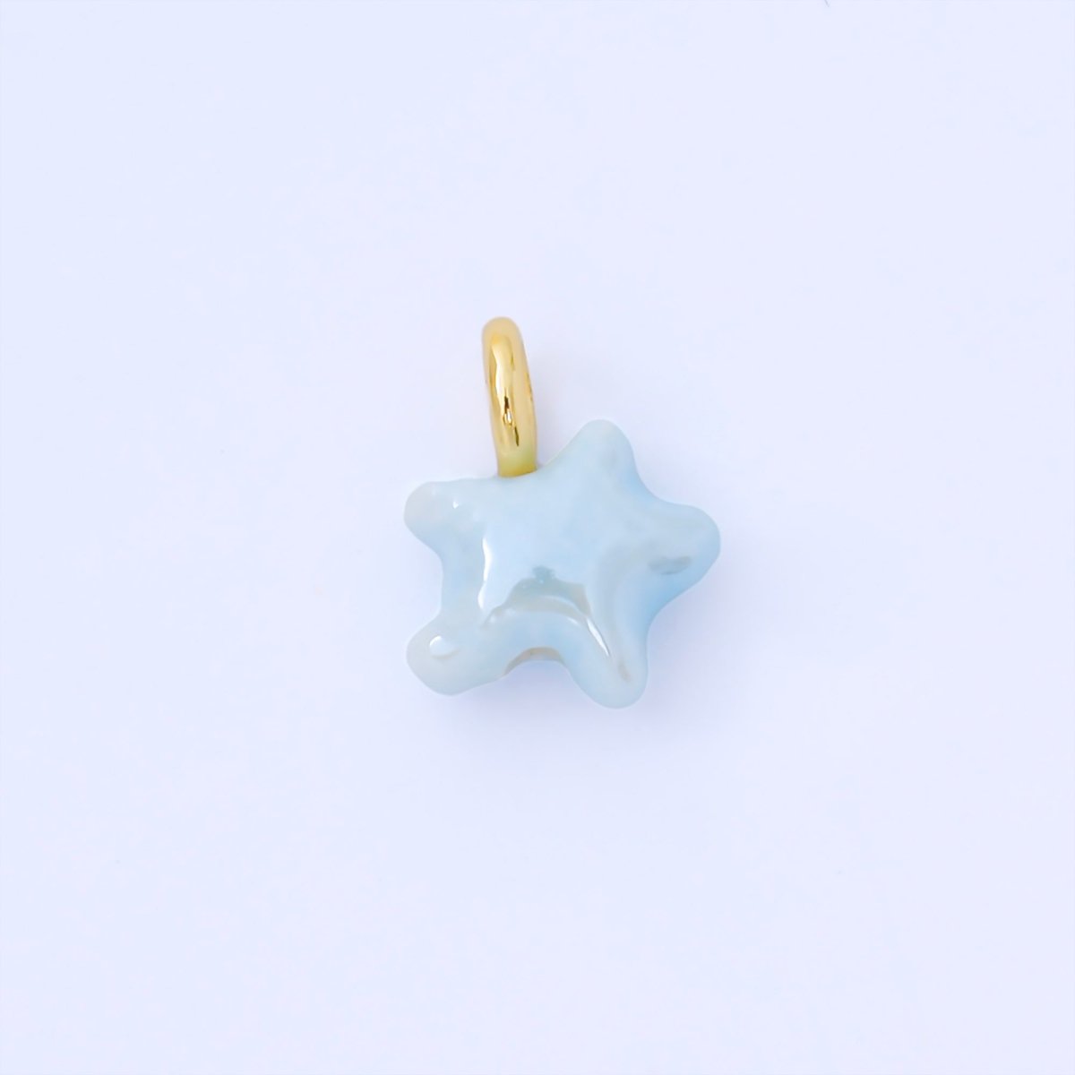 24K Gold Filled 15mm Handmade Ceramic Celestial Star Drop Charm | AF1532 - AF1539 - DLUXCA