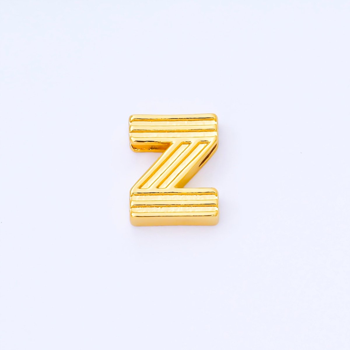 24K Gold Filled 15mm Initial Letter Alphabet Groovy Initial Spacer Bead | AF066 - AF078 - DLUXCA