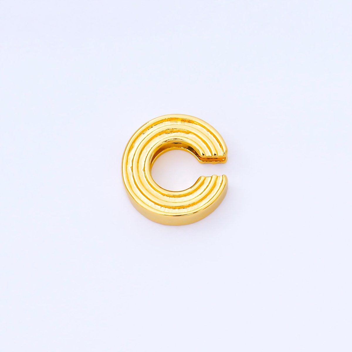 24K Gold Filled 15mm Initial Letter Alphabet Groovy Initial Spacer Bead | AF066 - AF078 - DLUXCA