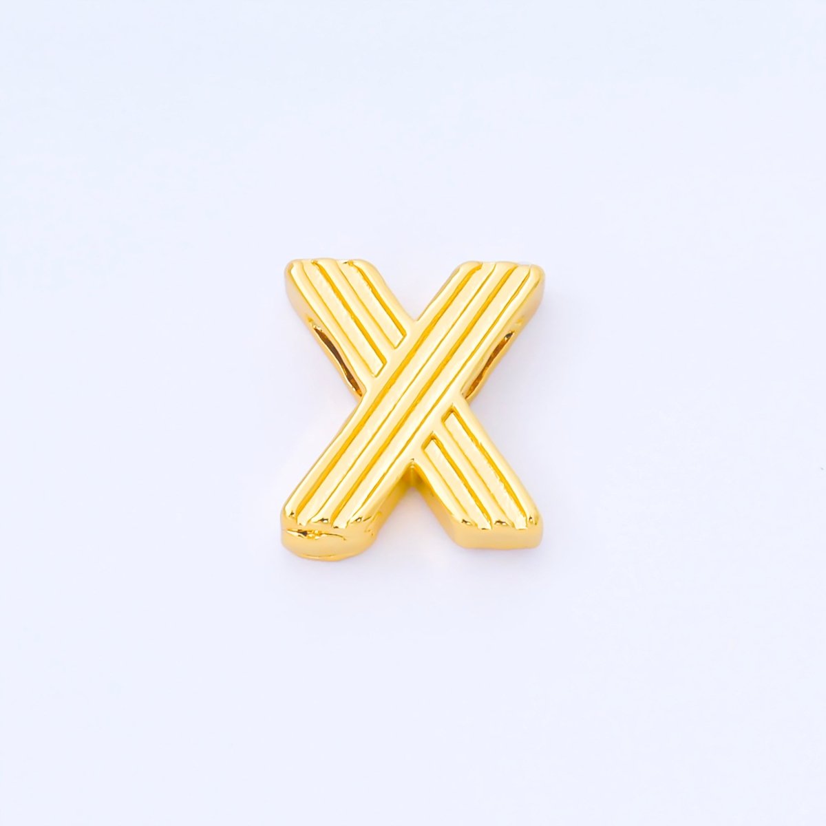 24K Gold Filled 15mm Initial Letter Alphabet Groovy Initial Spacer Bead | AF066 - AF078 - DLUXCA