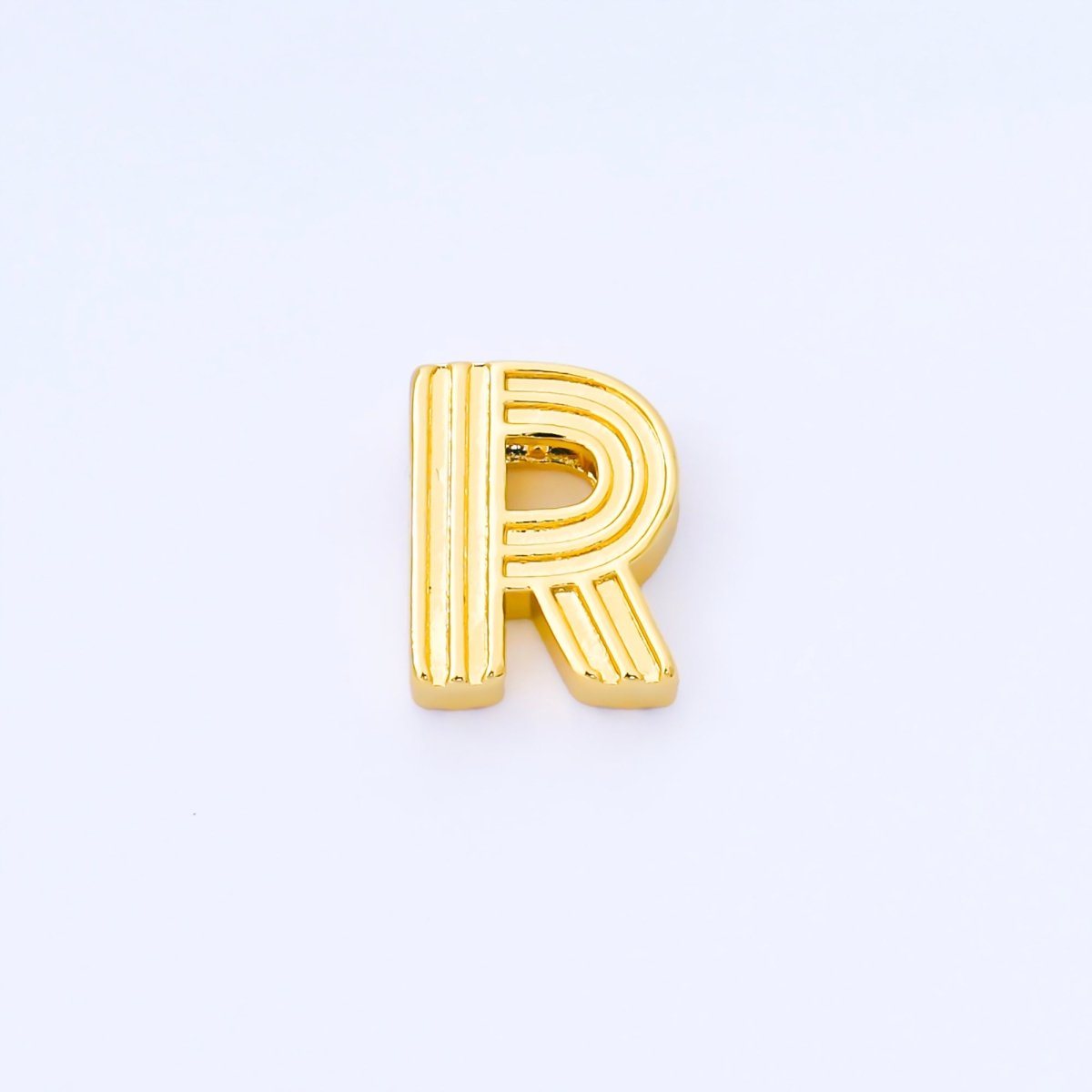 24K Gold Filled 15mm Initial Letter Alphabet Groovy Initial Spacer Bead | AF066 - AF078 - DLUXCA