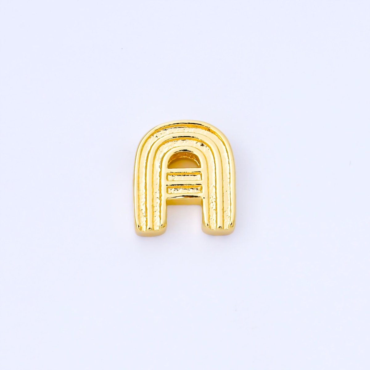 24K Gold Filled 15mm Initial Letter Alphabet Groovy Initial Spacer Bead | AF066 - AF078 - DLUXCA