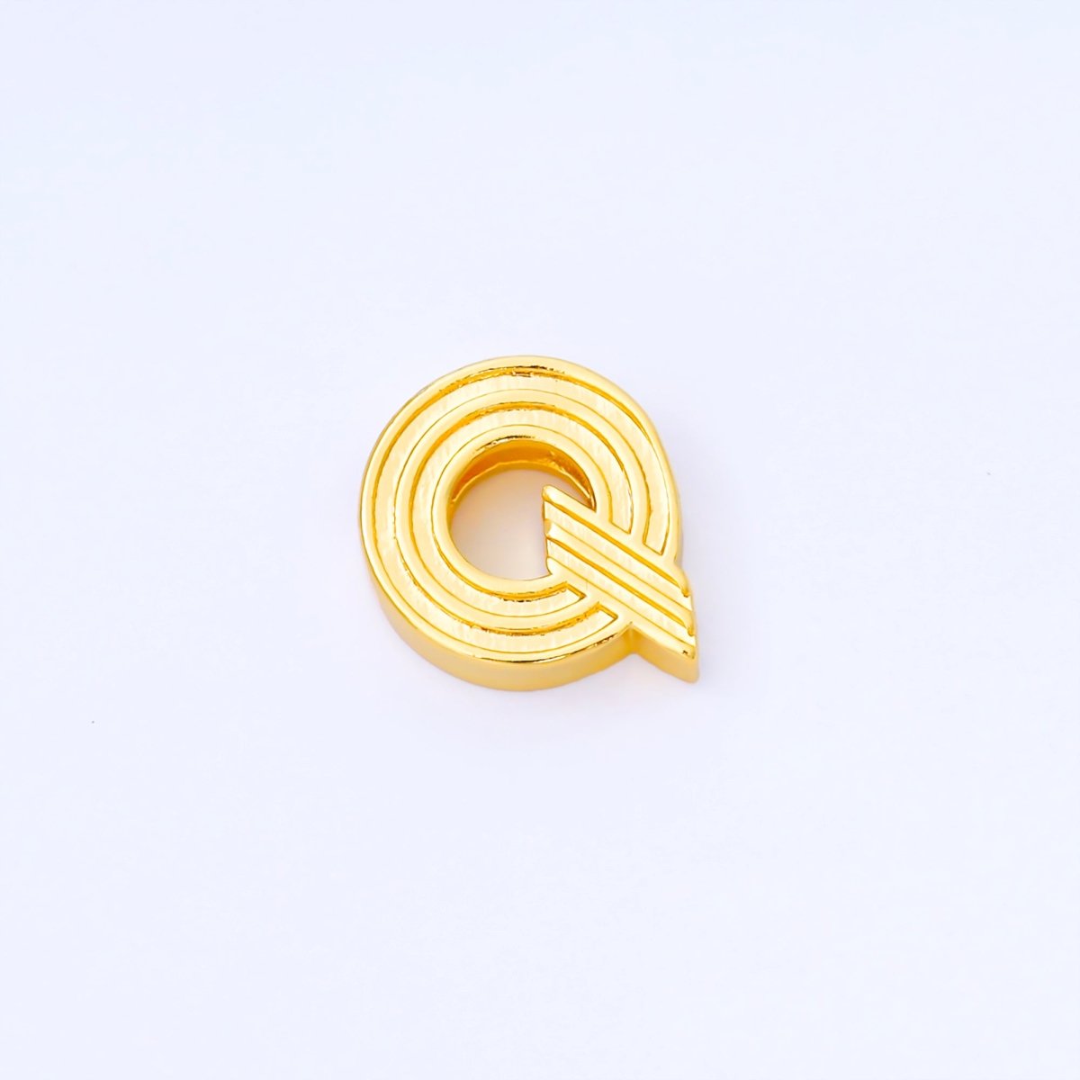 24K Gold Filled 15mm Initial Letter Alphabet Groovy Initial Spacer Bead | AF066 - AF078 - DLUXCA