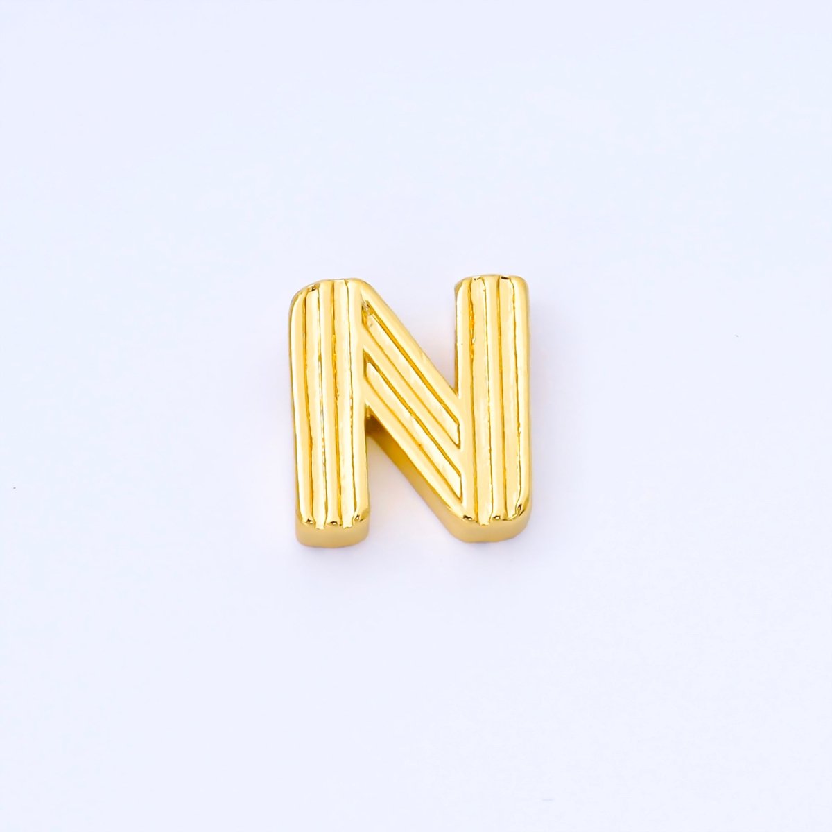 24K Gold Filled 15mm Initial Letter Alphabet Groovy Initial Spacer Bead | AF066 - AF078 - DLUXCA