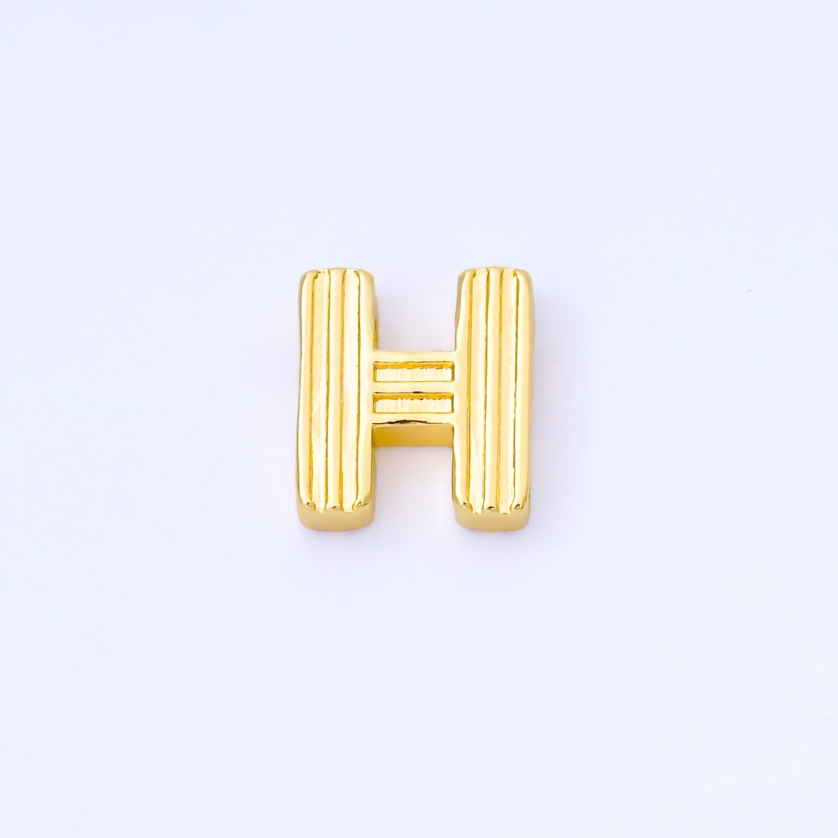 24K Gold Filled 15mm Initial Letter Alphabet Groovy Initial Spacer Bead | AF066 - AF078 - DLUXCA