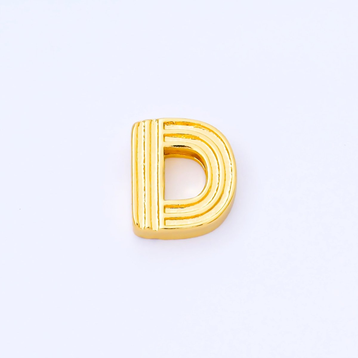 24K Gold Filled 15mm Initial Letter Alphabet Groovy Initial Spacer Bead | AF066 - AF078 - DLUXCA