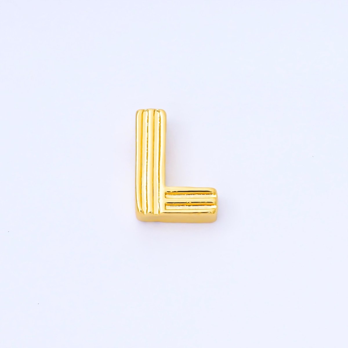24K Gold Filled 15mm Initial Letter Alphabet Groovy Initial Spacer Bead | AF066 - AF078 - DLUXCA