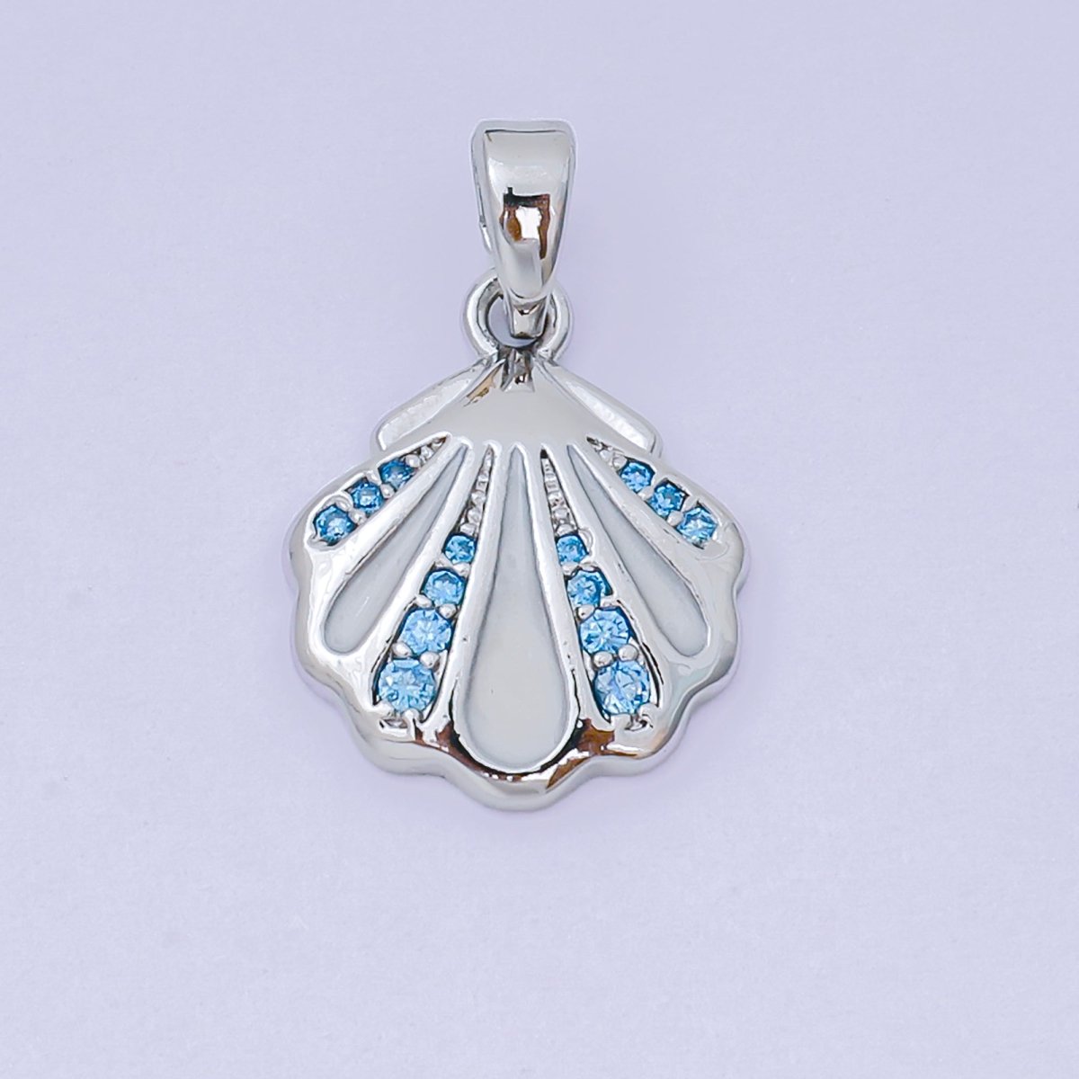 24K Gold Filled 15mm Micro Paved CZ Clam Shell Dainty Charm in Gold & Silver | AA - 1577 - DLUXCA