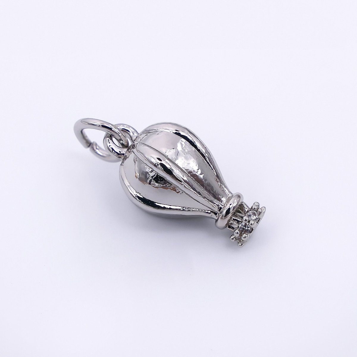 24K Gold Filled 15mm Micro Paved CZ Hot Air Balloon Charm inGold & Silver | M - 748 - DLUXCA