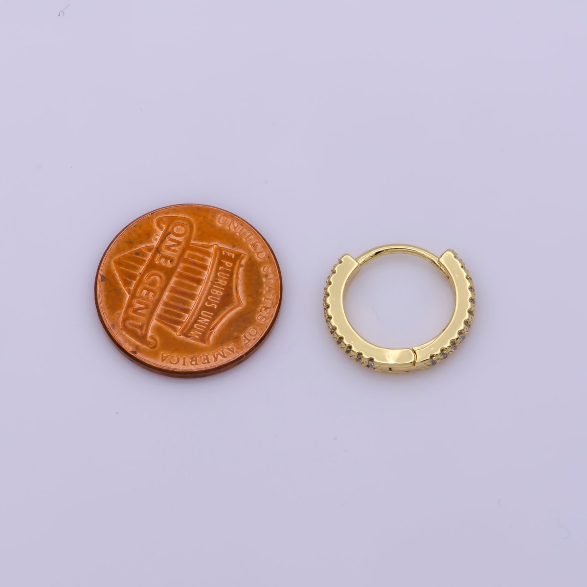 24K Gold Filled 15mm Micro Paved CZ Huggie Earrings in Gold & Silver | AB1186 - DLUXCA