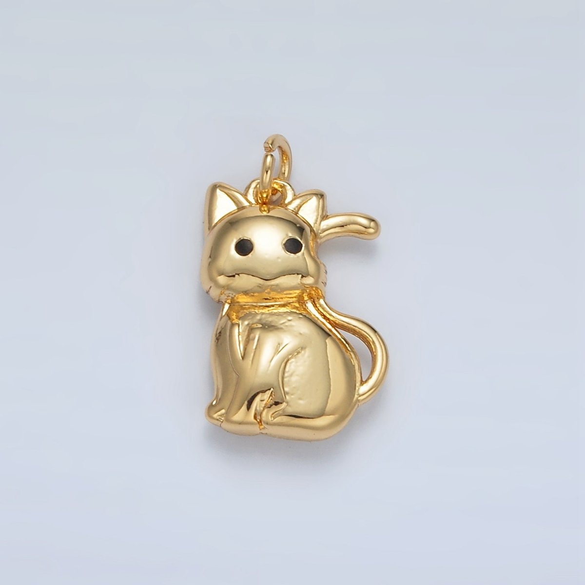 24K Gold Filled 15mm Mini Puffed Cat Kitty Pet Charm | AC166 - DLUXCA