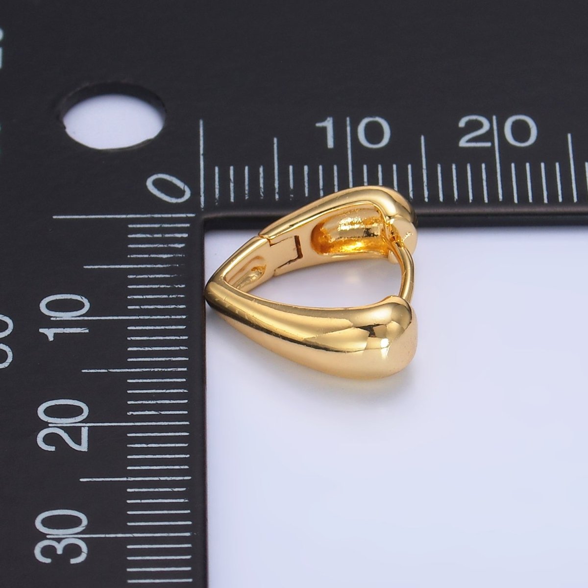 24K Gold Filled 15mm Minimalist Band Triangle Cartilage Huggie Earrings | AB737 - DLUXCA