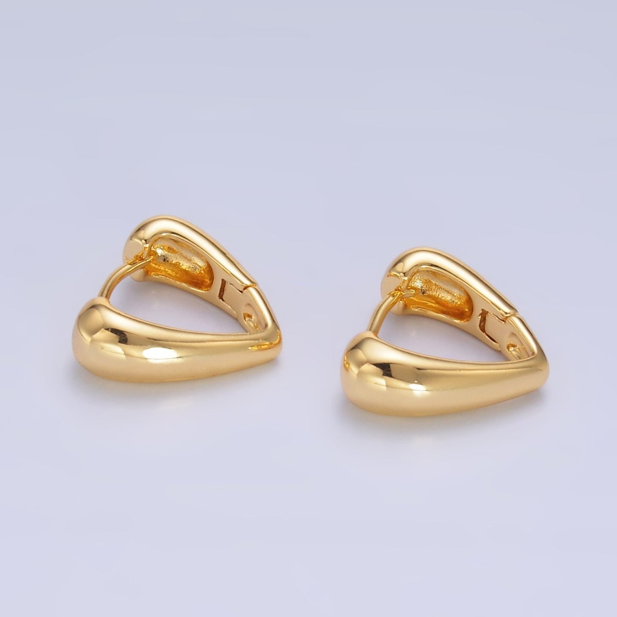 24K Gold Filled 15mm Minimalist Band Triangle Cartilage Huggie Earrings | AB737 - DLUXCA