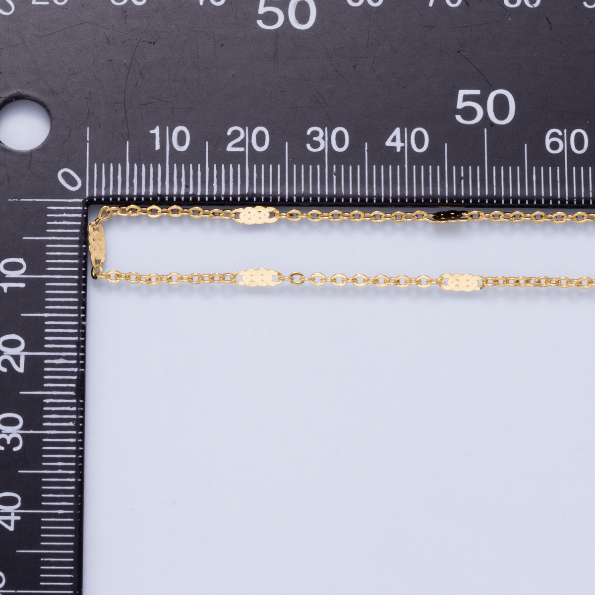 24K Gold Filled 1.5mm Minimalist Flat Link Cable Chain 17.5 Inch Necklace | WA-02959 - DLUXCA