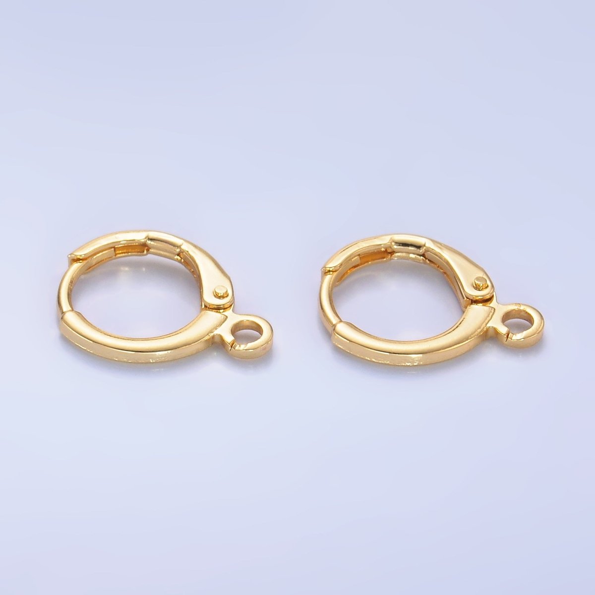 24K Gold Filled 15mm Minimalist Hinge Huggie Open Loop Drop Earring Findings | Z1279 - DLUXCA