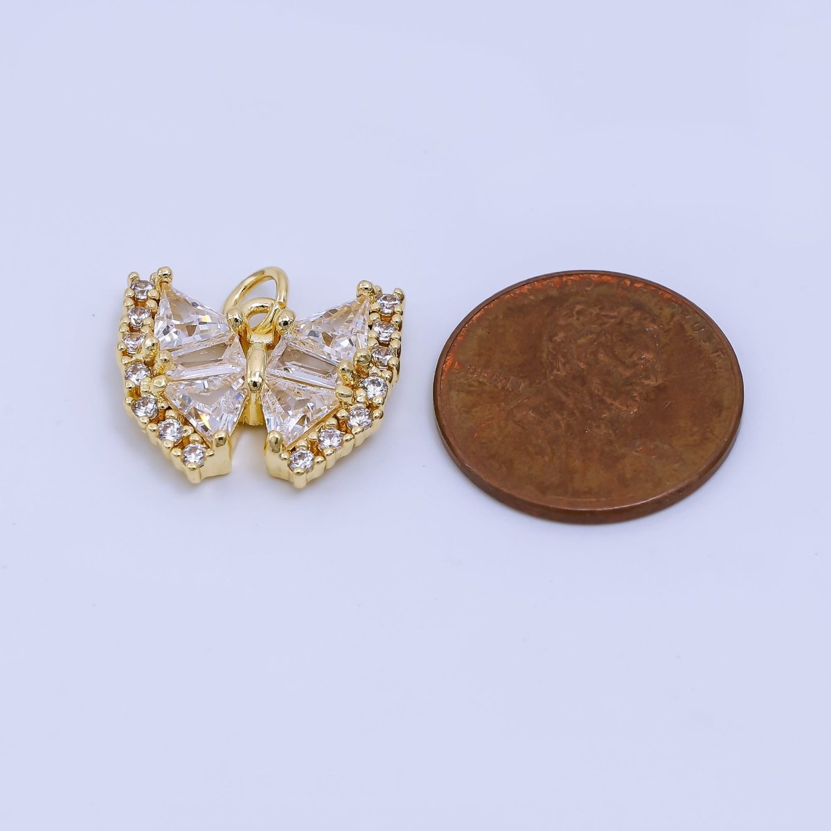 24K Gold Filled 15mm Mixed Cut CZ Mariposa Butterfly Animal Charm | AH - 571 - DLUXCA