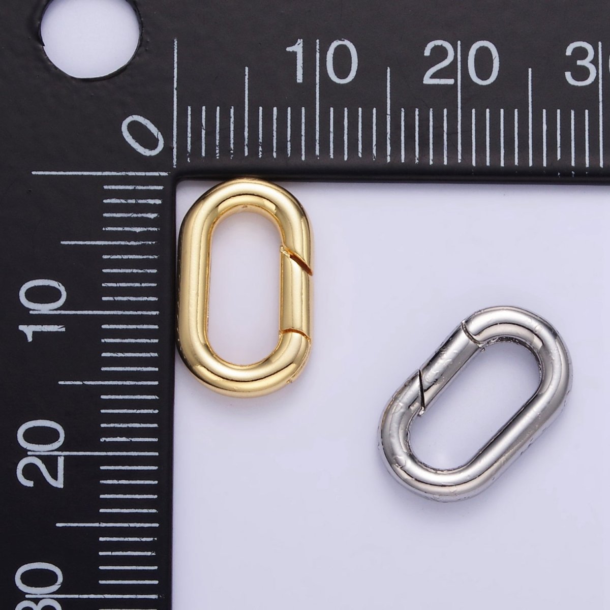 24K Gold Filled 15mm Oval Push Gate Enhancer Findings in Gold & Silver | L078 - DLUXCA
