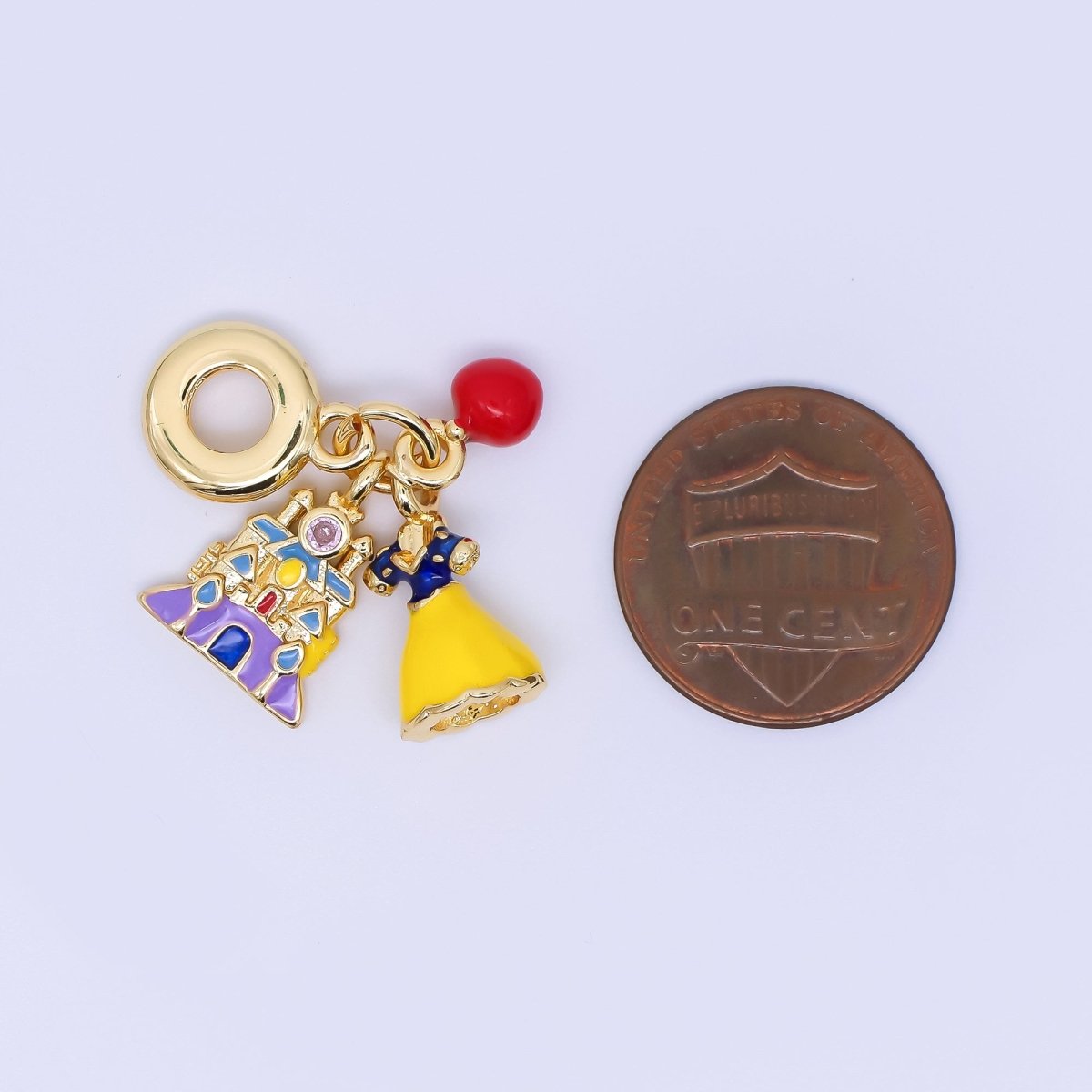 24K Gold Filled 15mm Palace, Dress, Poison Apple Princess Set European Style Rondelle Bail Drop Charm | AC1636 - DLUXCA