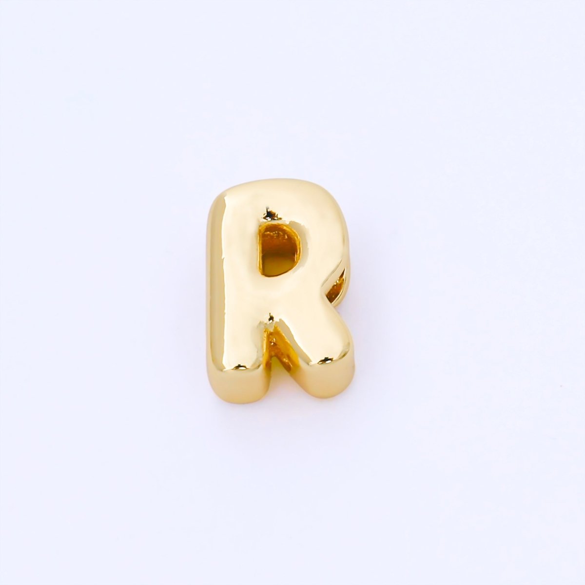 24K Gold Filled 15mm Personalized Chubby Bubble Initial Letter Alphabet Bead | AF079 - AF091 - DLUXCA