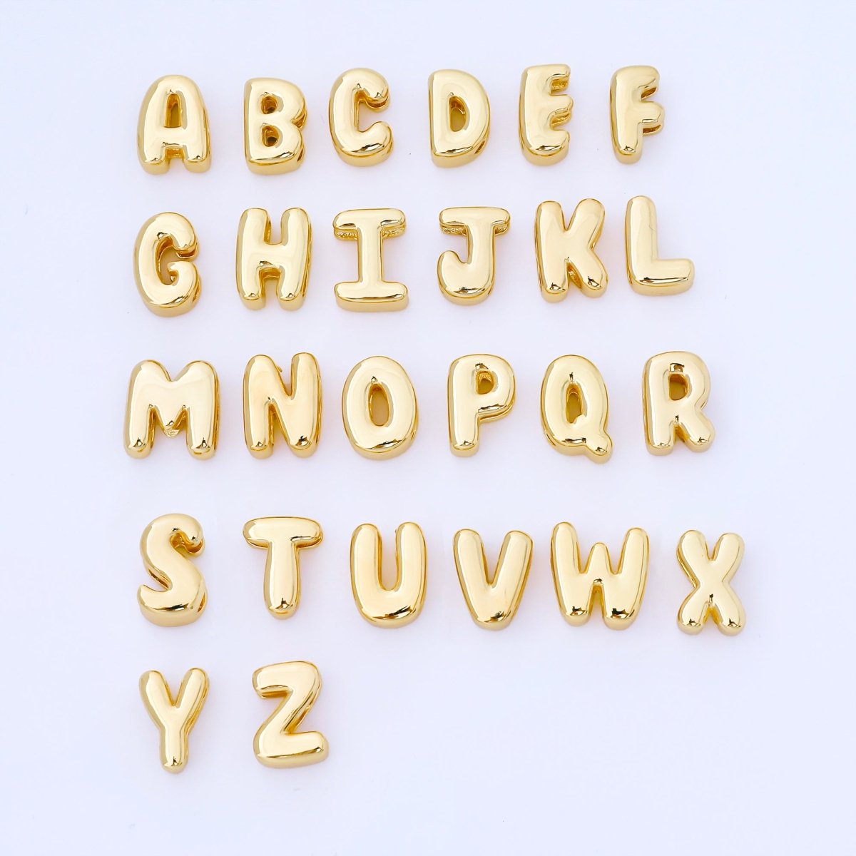 24K Gold Filled 15mm Personalized Chubby Bubble Initial Letter Alphabet Bead | AF079 - AF091 - DLUXCA