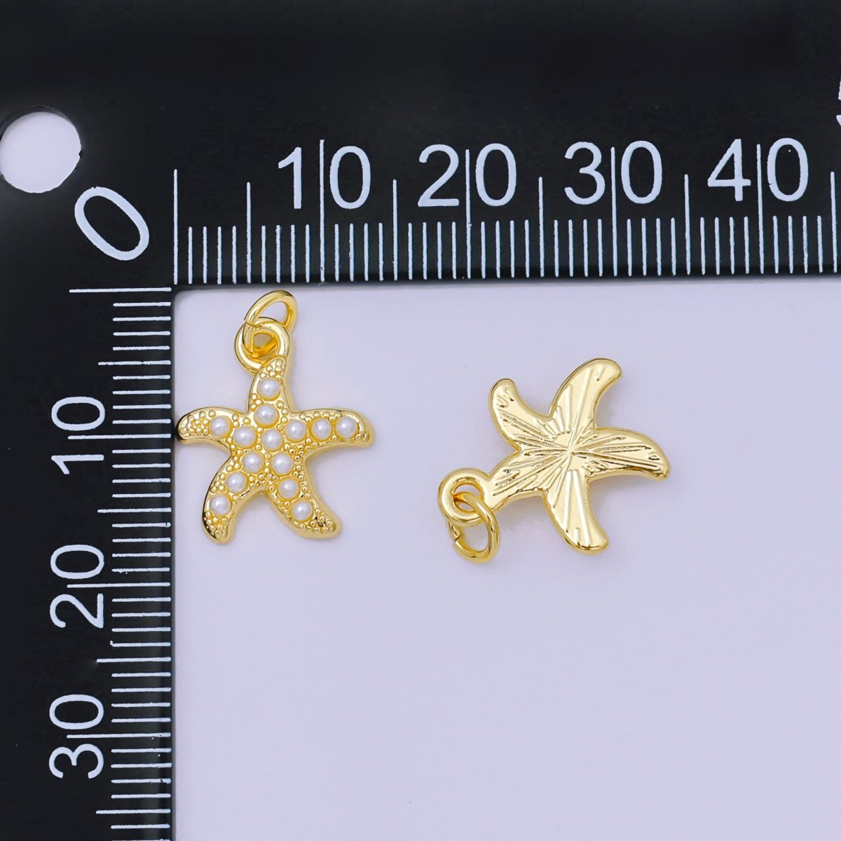 24K Gold Filled 15mm Shell Pearl 5 - Leg Sea Starfish Animal Charm | AH - 633 - DLUXCA