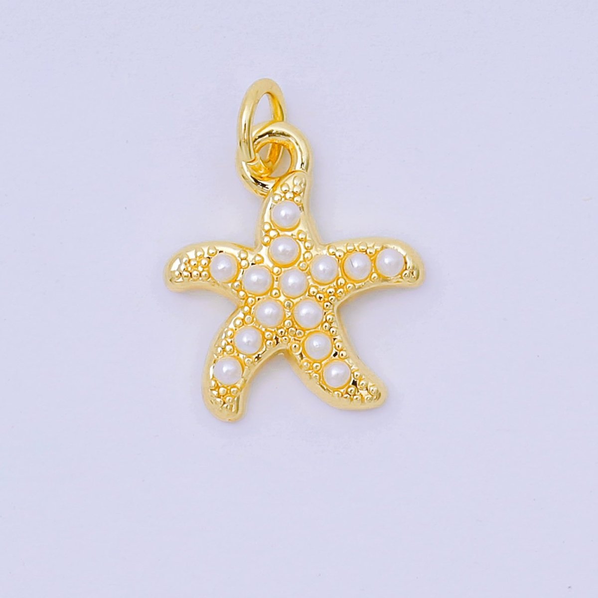 24K Gold Filled 15mm Shell Pearl 5 - Leg Sea Starfish Animal Charm | AH - 633 - DLUXCA