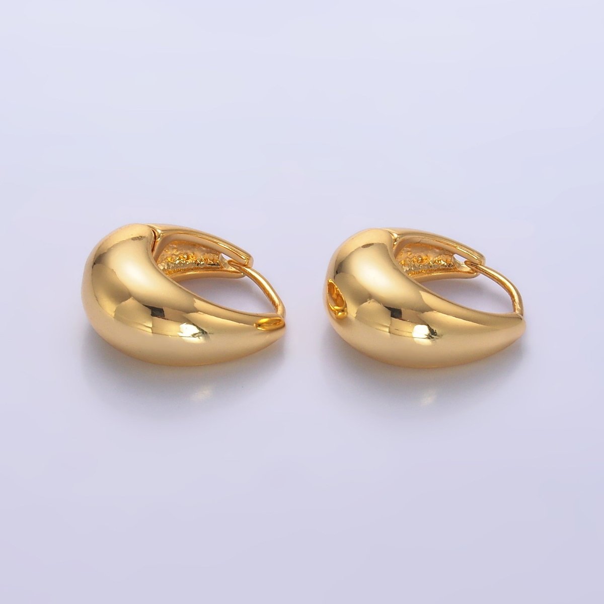 24K Gold Filled 15mm Simple Dome Latch Hoop Earrings | AB701 - DLUXCA