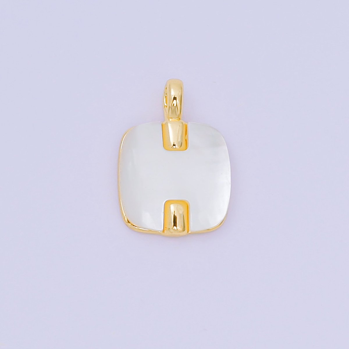 24K Gold Filled 15mm square Shell Pearl Charm Minimalist Jewelry in Gold & Silver | AA - 1583 - DLUXCA