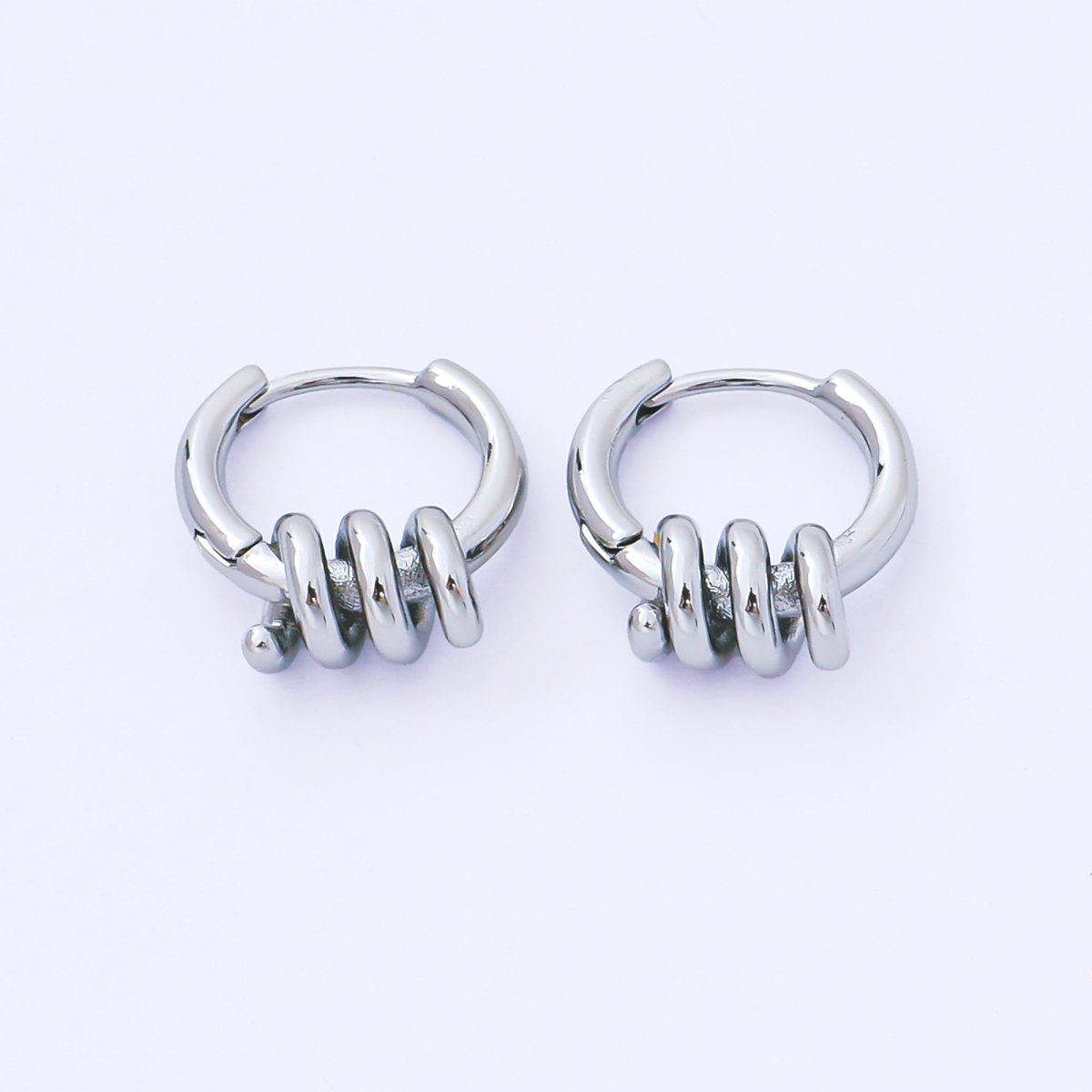 24K Gold Filled 15mm Twisted Spring Huggie Earrings in Gold & Silver | AB1628 AB1629 - DLUXCA