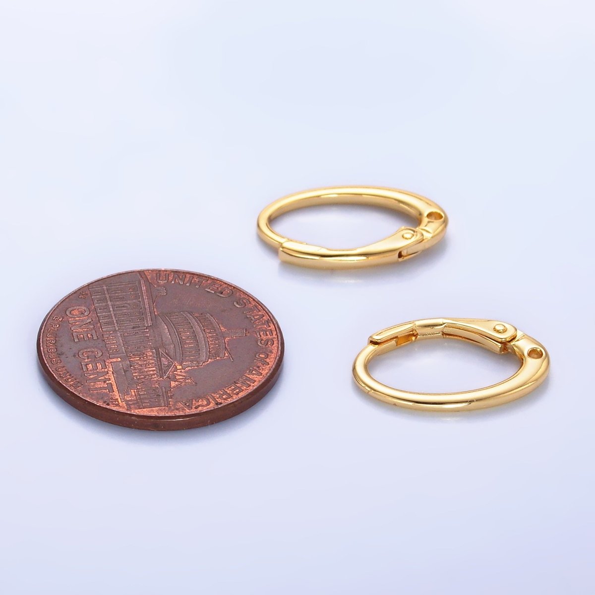 24K Gold Filled 15mm Vintage Minimalist Huggie Earrings Findings in Gold & Silver | Z1089 - DLUXCA