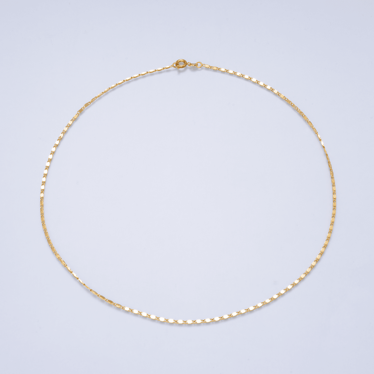 24K Gold Filled 1.63mm Minimalist Mariner Link Chain 17.7 Inch Necklace | WA-02970 - DLUXCA