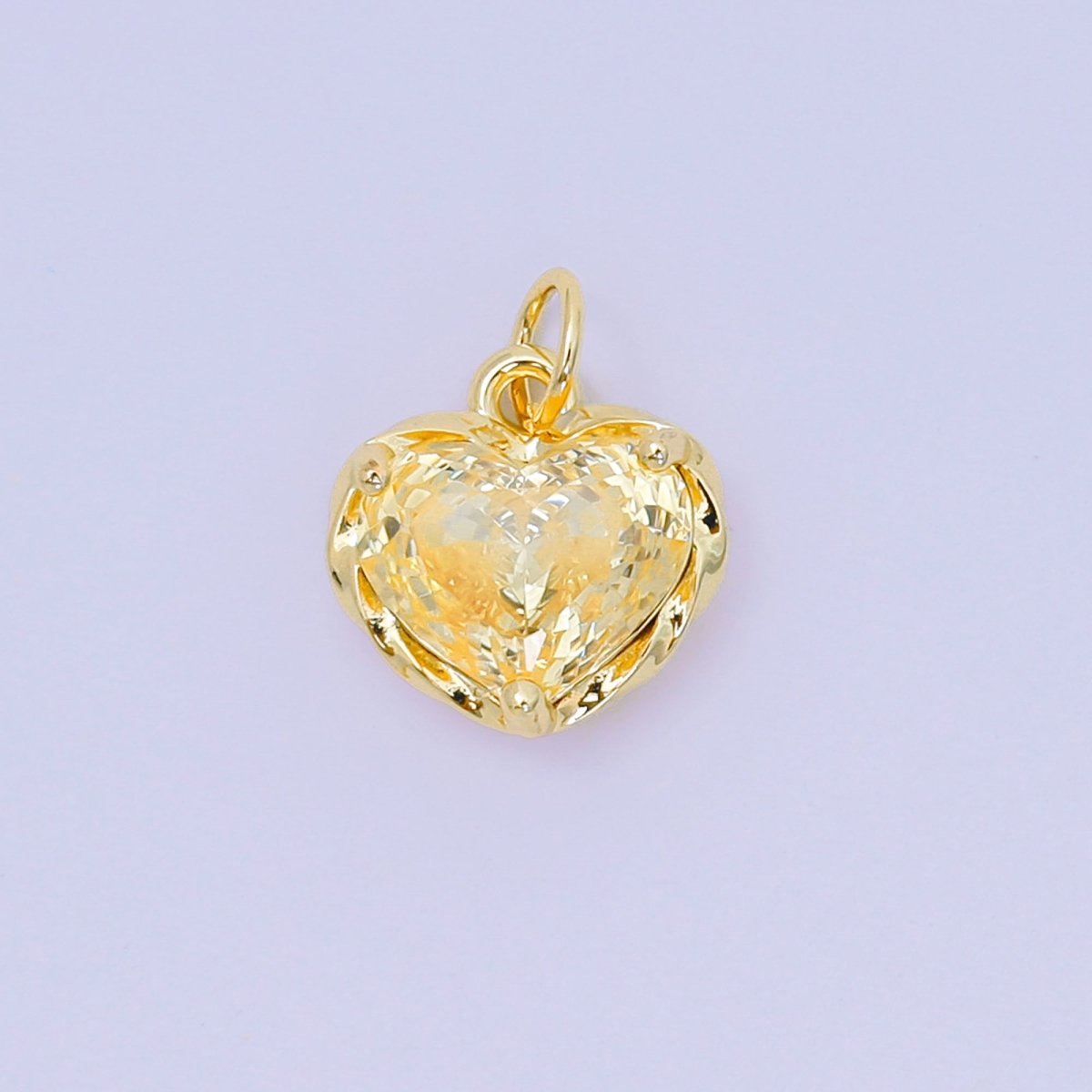 24K Gold Filled 16.9mm Heart - Shaped CZ Full of Heart Charm | AC - 1568 - AC - 1574 - DLUXCA