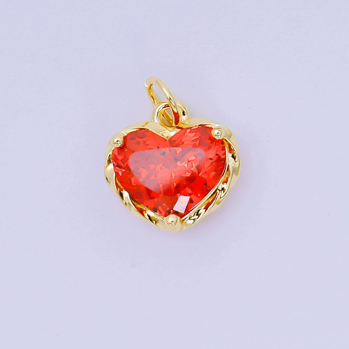 24K Gold Filled 16.9mm Heart - Shaped CZ Full of Heart Charm | AC - 1568 - AC - 1574 - DLUXCA