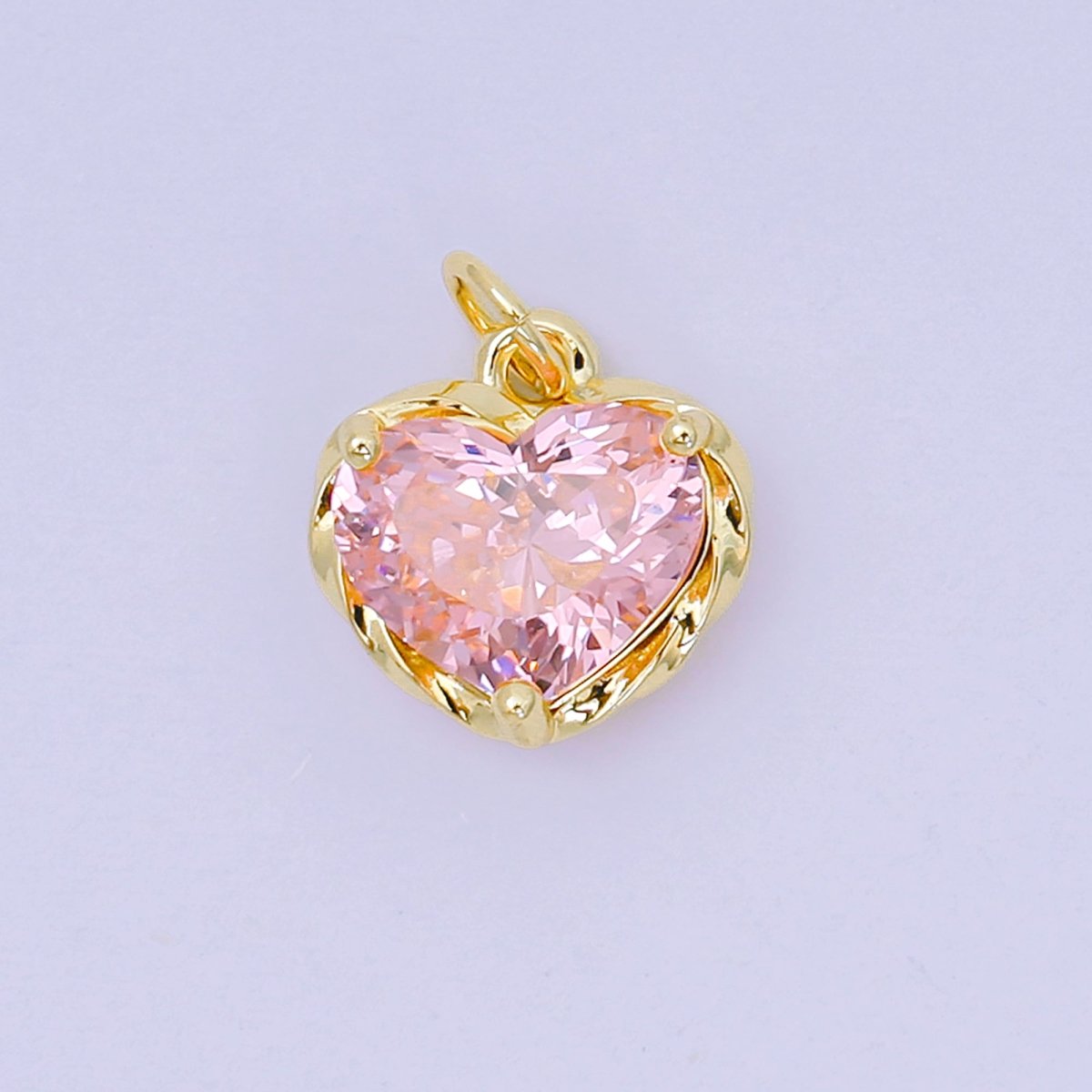 24K Gold Filled 16.9mm Heart - Shaped CZ Full of Heart Charm | AC - 1568 - AC - 1574 - DLUXCA