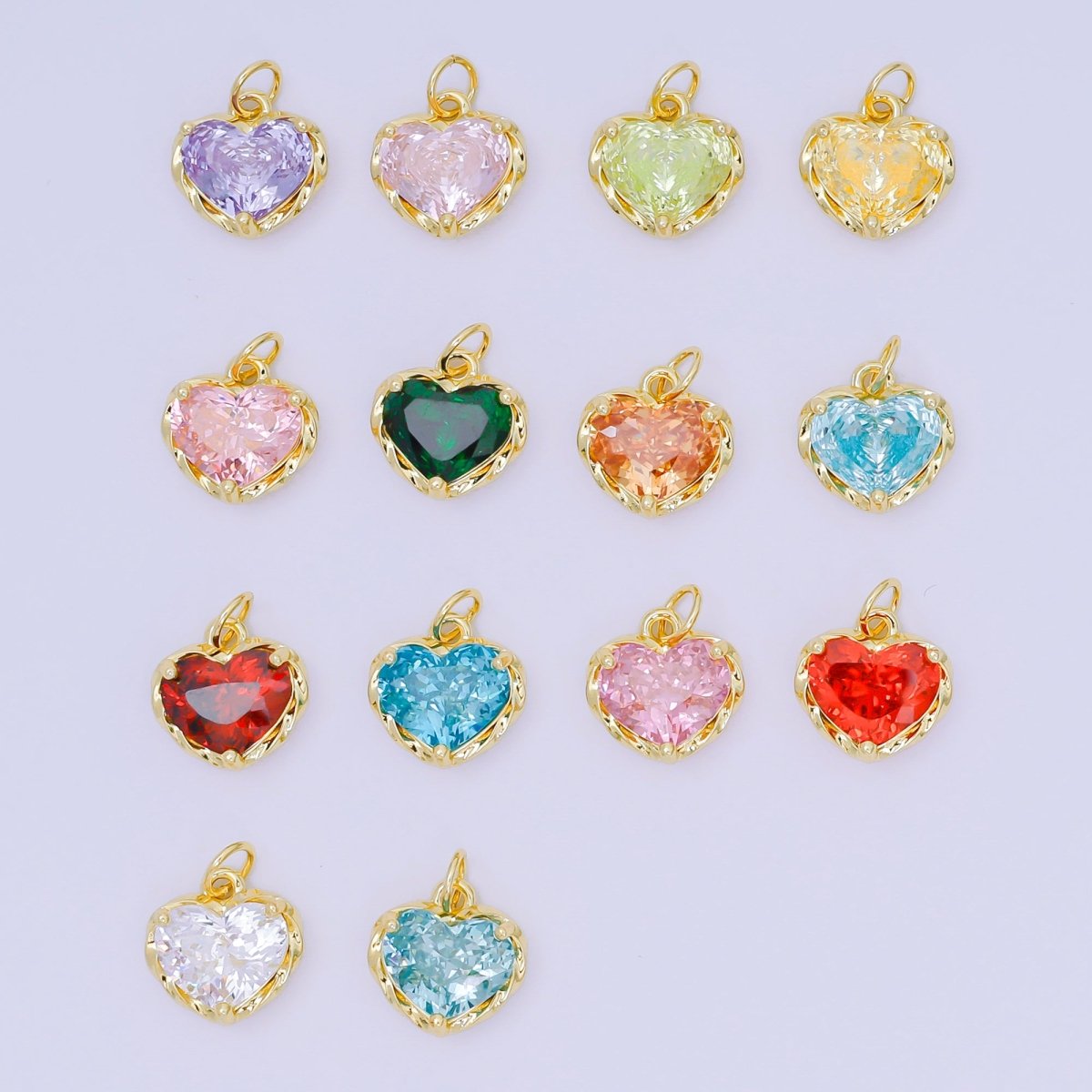 24K Gold Filled 16.9mm Heart - Shaped CZ Full of Heart Charm | AC - 1568 - AC - 1574 - DLUXCA