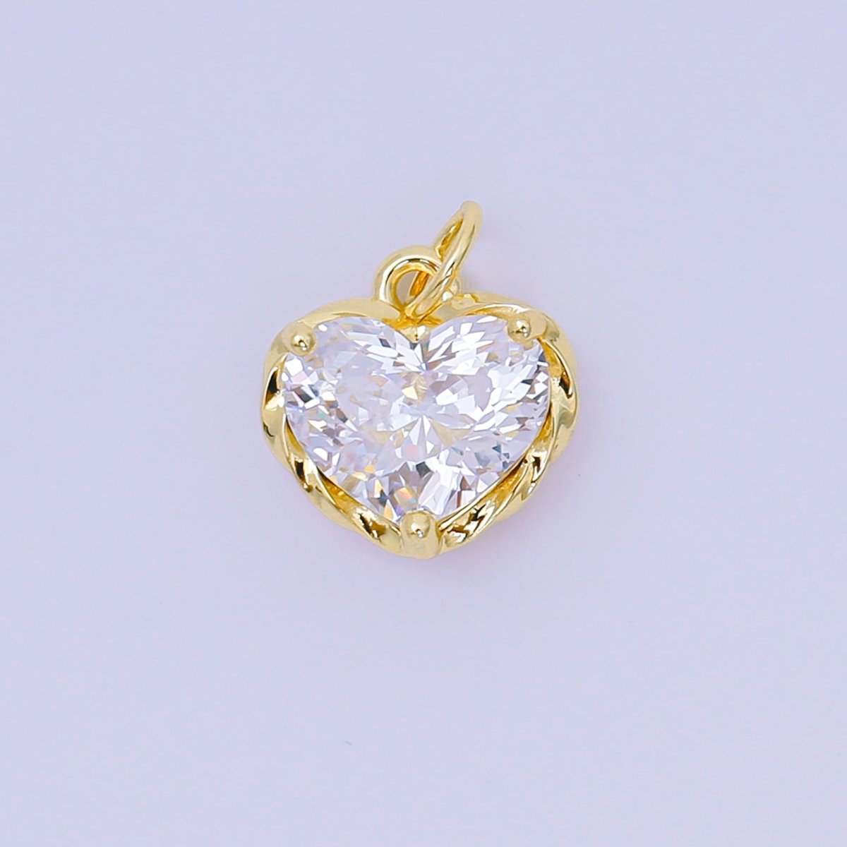 24K Gold Filled 16.9mm Heart - Shaped CZ Full of Heart Charm | AC - 1568 - AC - 1574 - DLUXCA