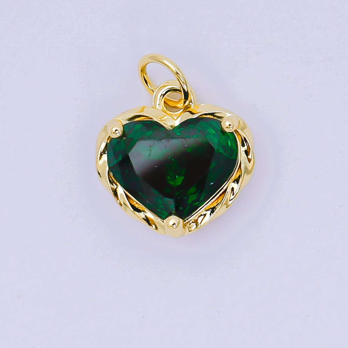 24K Gold Filled 16.9mm Heart - Shaped CZ Full of Heart Charm | AC - 1568 - AC - 1574 - DLUXCA