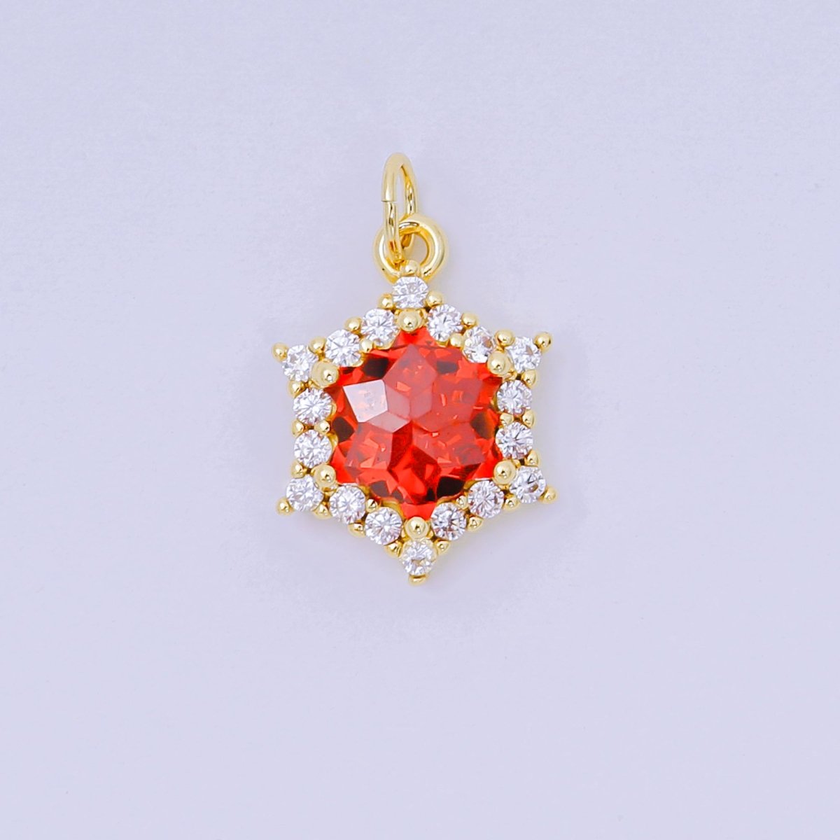 24K Gold Filled 16.9mm Micro Paved & Multicolor CZ Northen Star - Shaped Charm | AC - 1575 - AC - 1581 - DLUXCA