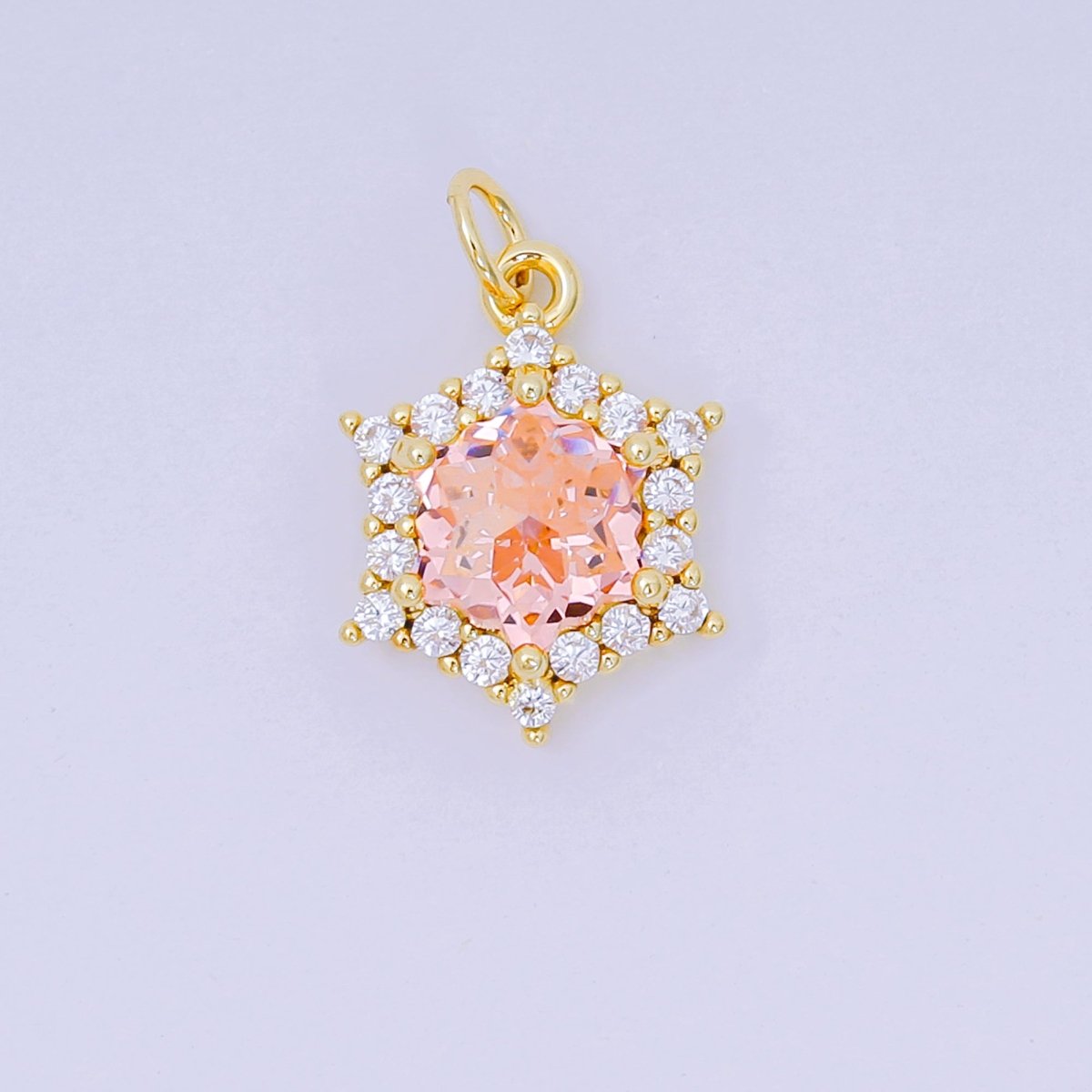 24K Gold Filled 16.9mm Micro Paved & Multicolor CZ Northen Star - Shaped Charm | AC - 1575 - AC - 1581 - DLUXCA