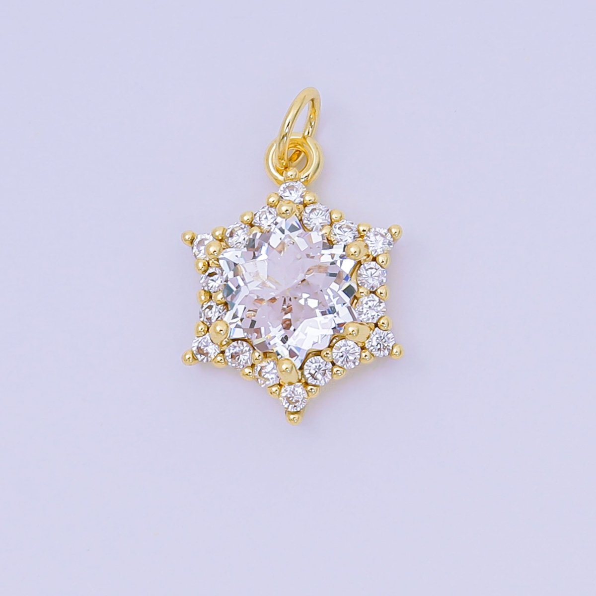 24K Gold Filled 16.9mm Micro Paved & Multicolor CZ Northen Star - Shaped Charm | AC - 1575 - AC - 1581 - DLUXCA