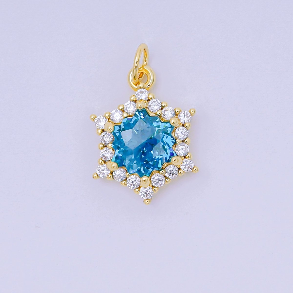 24K Gold Filled 16.9mm Micro Paved & Multicolor CZ Northen Star - Shaped Charm | AC - 1575 - AC - 1581 - DLUXCA