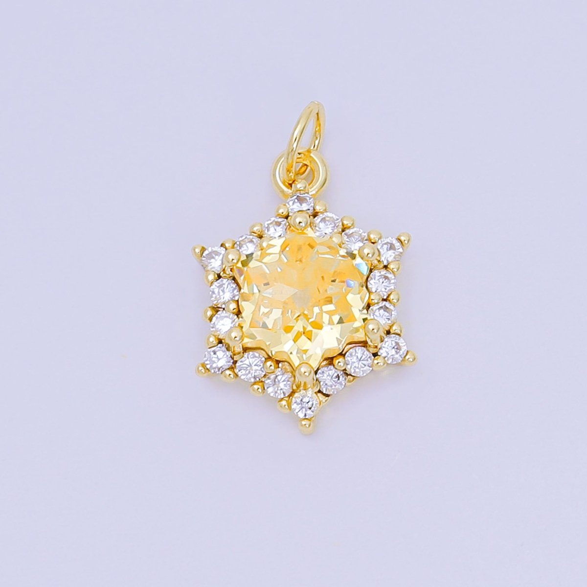 24K Gold Filled 16.9mm Micro Paved & Multicolor CZ Northen Star - Shaped Charm | AC - 1575 - AC - 1581 - DLUXCA