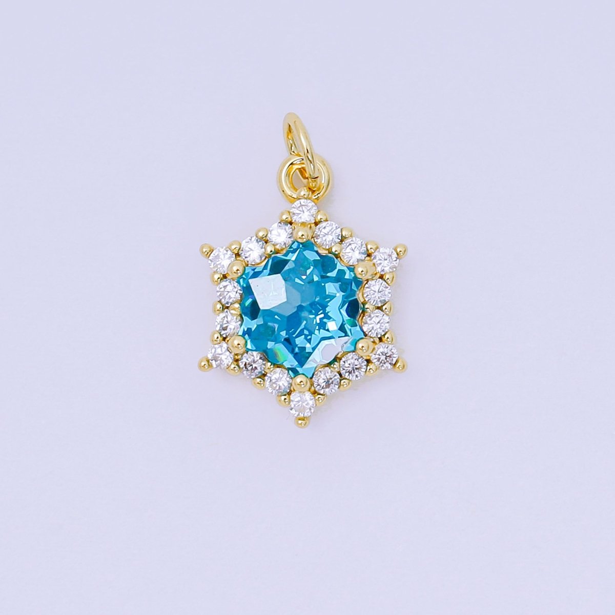 24K Gold Filled 16.9mm Micro Paved & Multicolor CZ Northen Star - Shaped Charm | AC - 1575 - AC - 1581 - DLUXCA