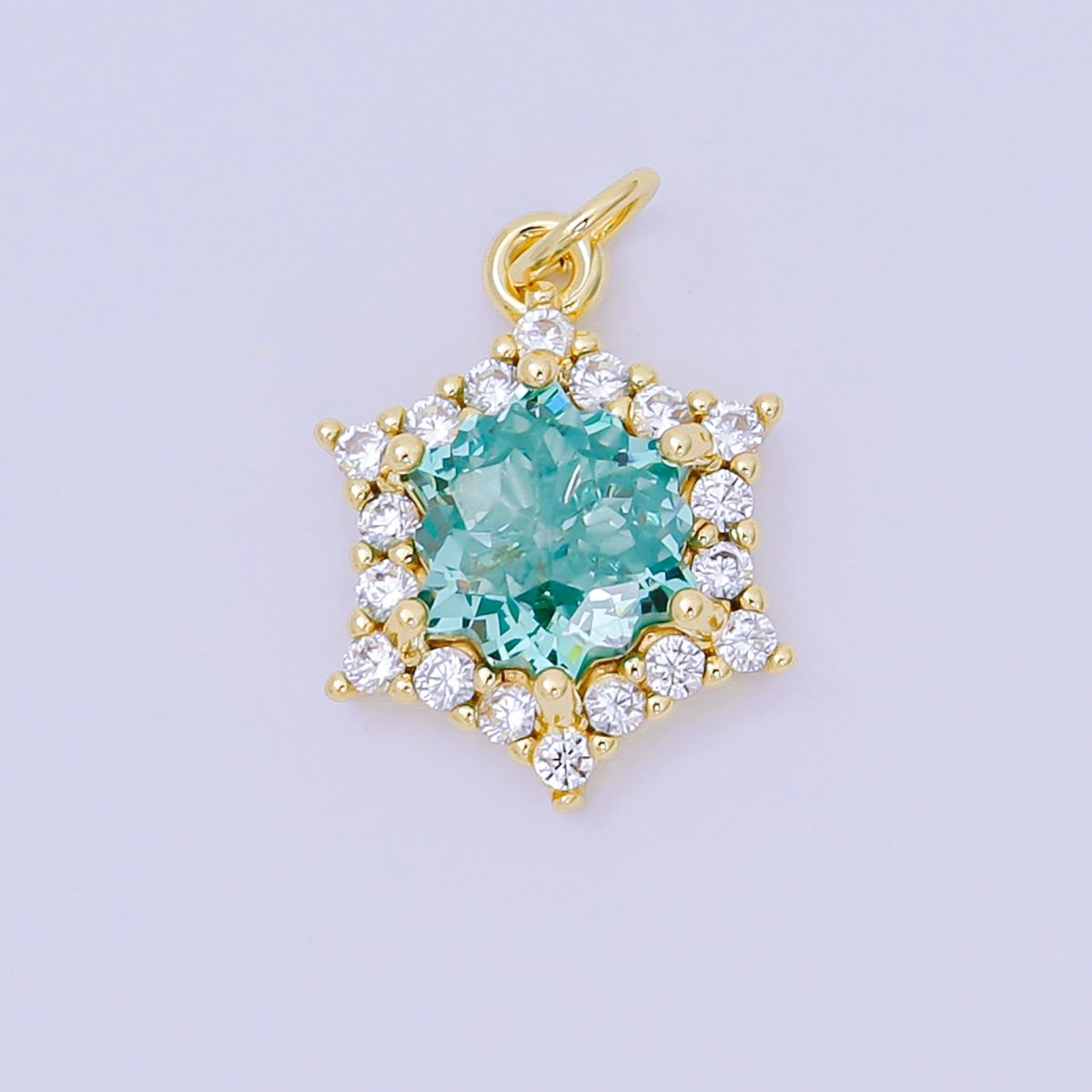 24K Gold Filled 16.9mm Micro Paved & Multicolor CZ Northen Star - Shaped Charm | AC - 1575 - AC - 1581 - DLUXCA