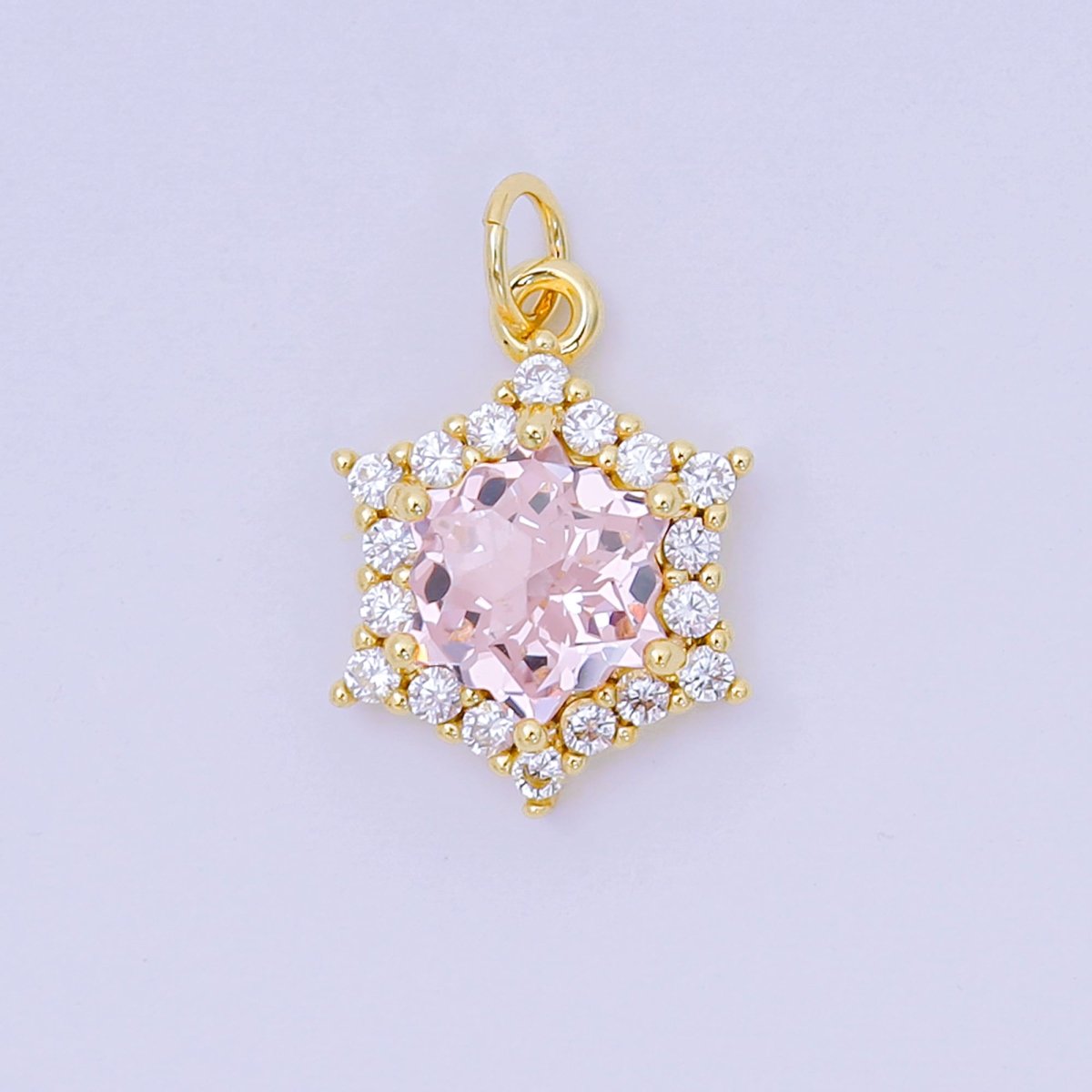 24K Gold Filled 16.9mm Micro Paved & Multicolor CZ Northen Star - Shaped Charm | AC - 1575 - AC - 1581 - DLUXCA