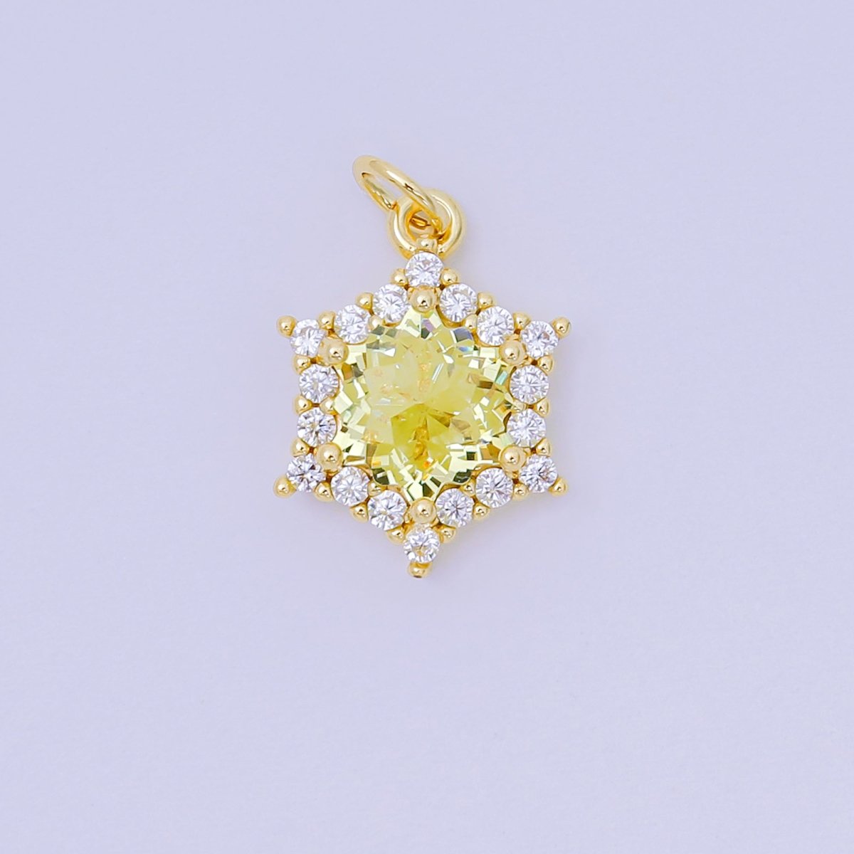 24K Gold Filled 16.9mm Micro Paved & Multicolor CZ Northen Star - Shaped Charm | AC - 1575 - AC - 1581 - DLUXCA