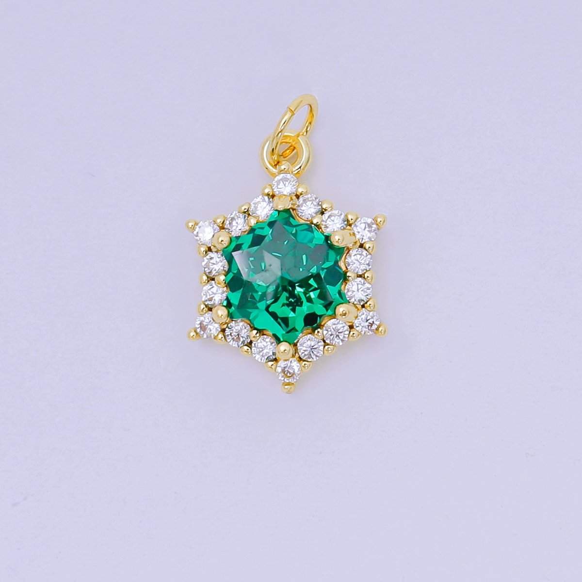 24K Gold Filled 16.9mm Micro Paved & Multicolor CZ Northen Star - Shaped Charm | AC - 1575 - AC - 1581 - DLUXCA
