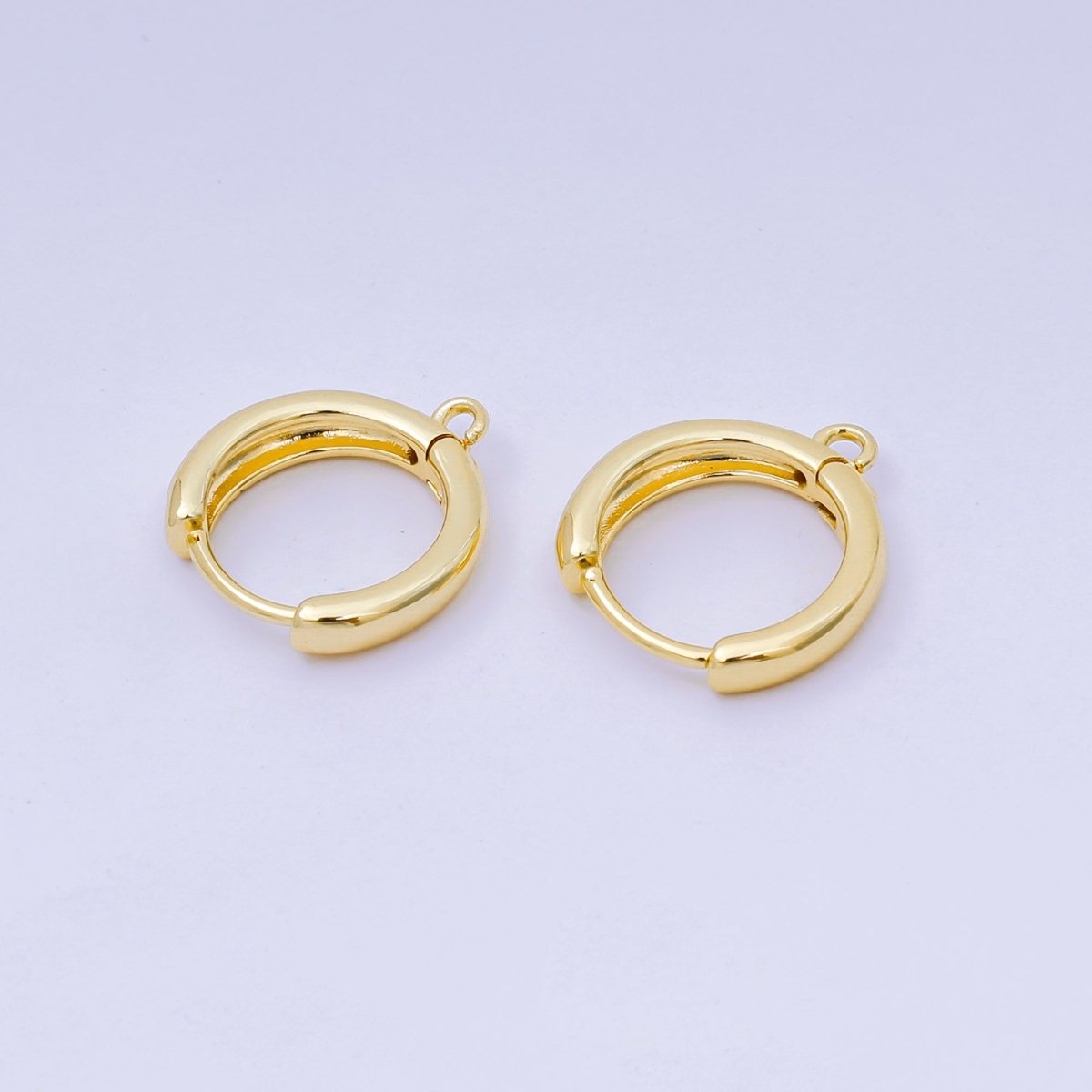 24K Gold Filled 16mm Classic Round Hinged Hoops Clasp Closure Findings | Z - 1292 - DLUXCA